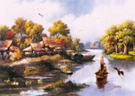 油画水乡