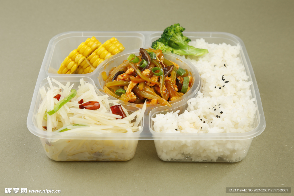美味的快餐米饭摄影图