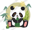熊猫宝宝吃竹笋矢量图