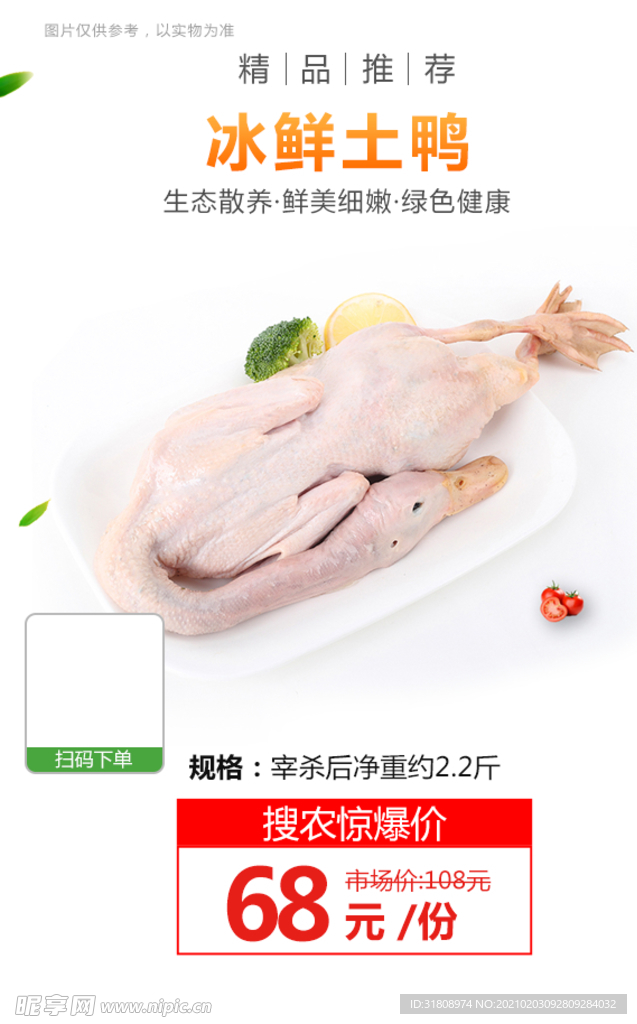 冰鲜土鸭海报