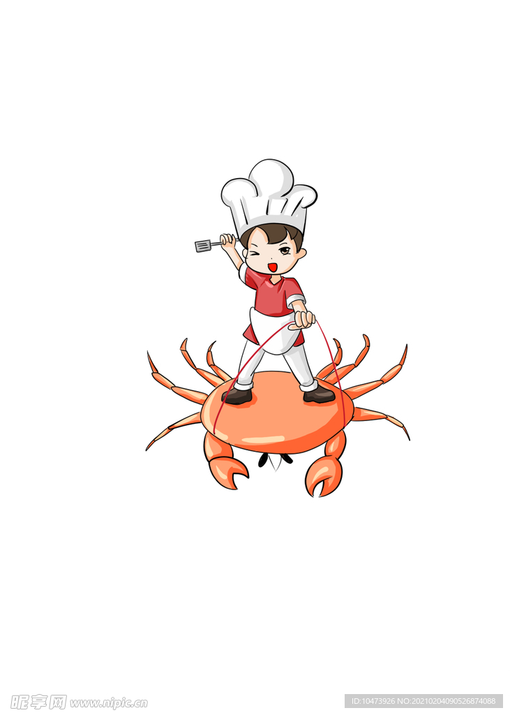 卡通螃蟹厨师插画