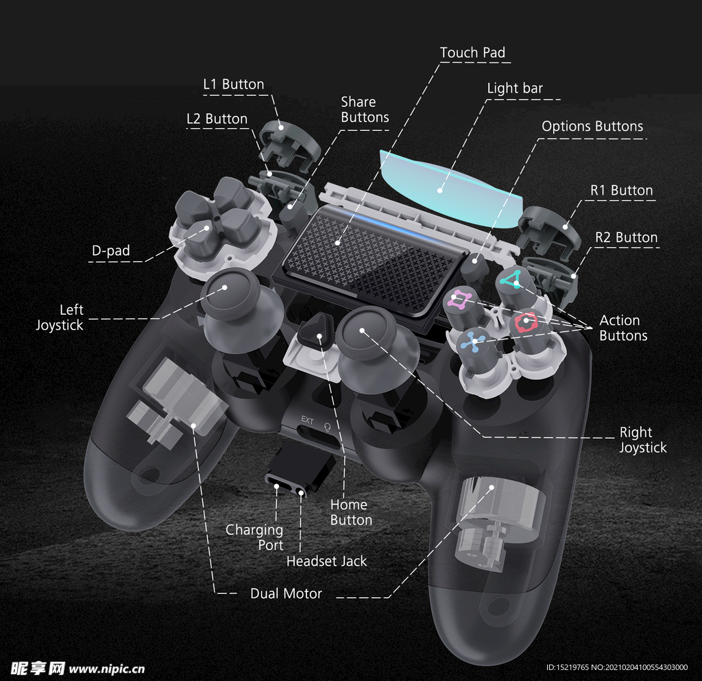 PS4 手柄  部件图细节图