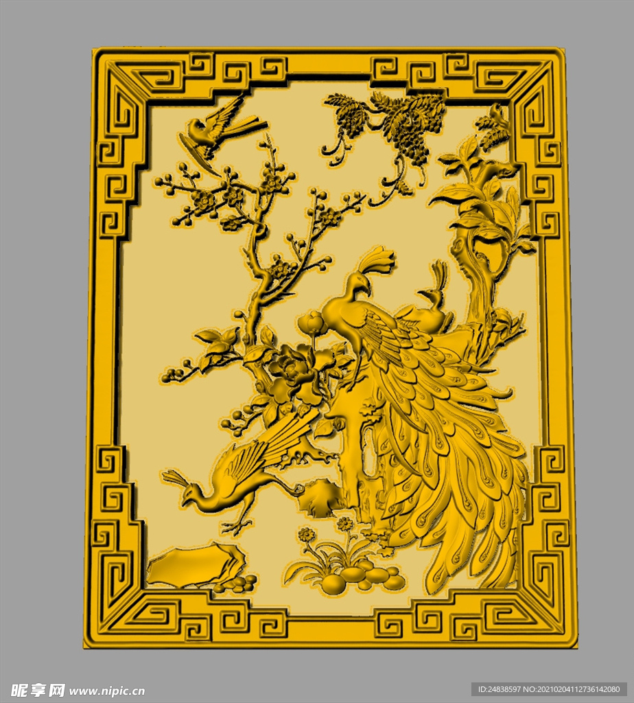 CAD装饰花鸟立体画