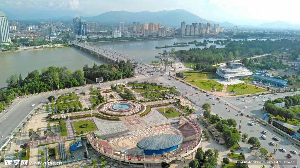 汉中桥北广场 全景 江景