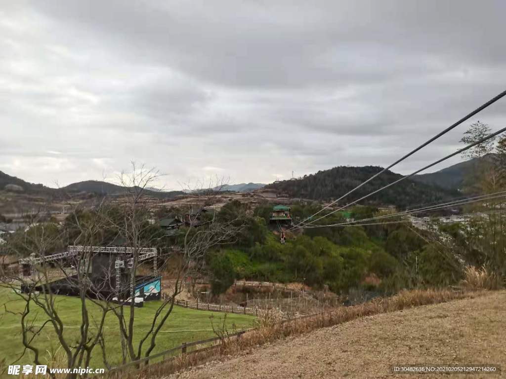 嬉戏谷空中缆车风景