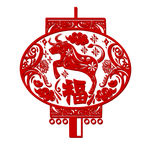 新年春节牛年灯笼剪纸