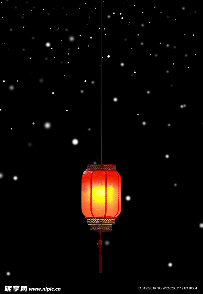 黑夜里亮着的一盏灯笼