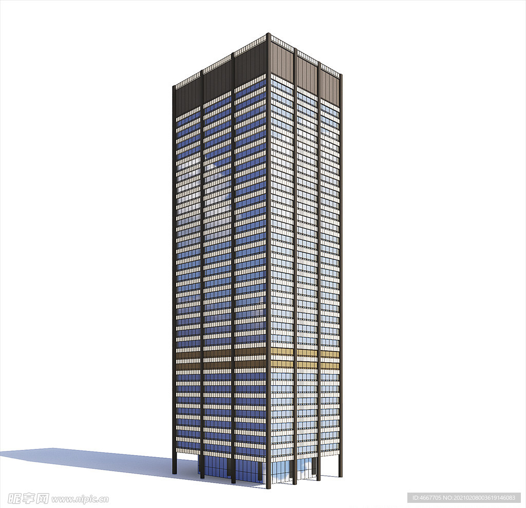 日景楼体模型   3D大楼建筑