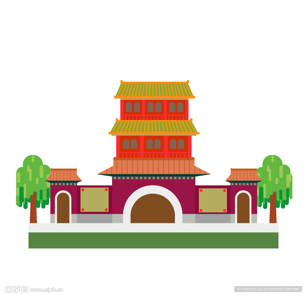 卡通古代建筑