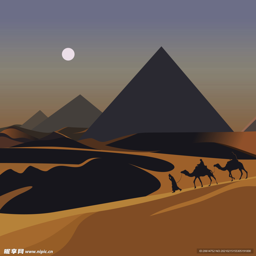 穿越沙漠的骆驼商队