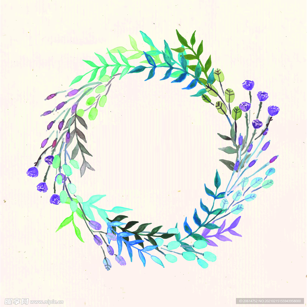 绿叶花纹环绕海报