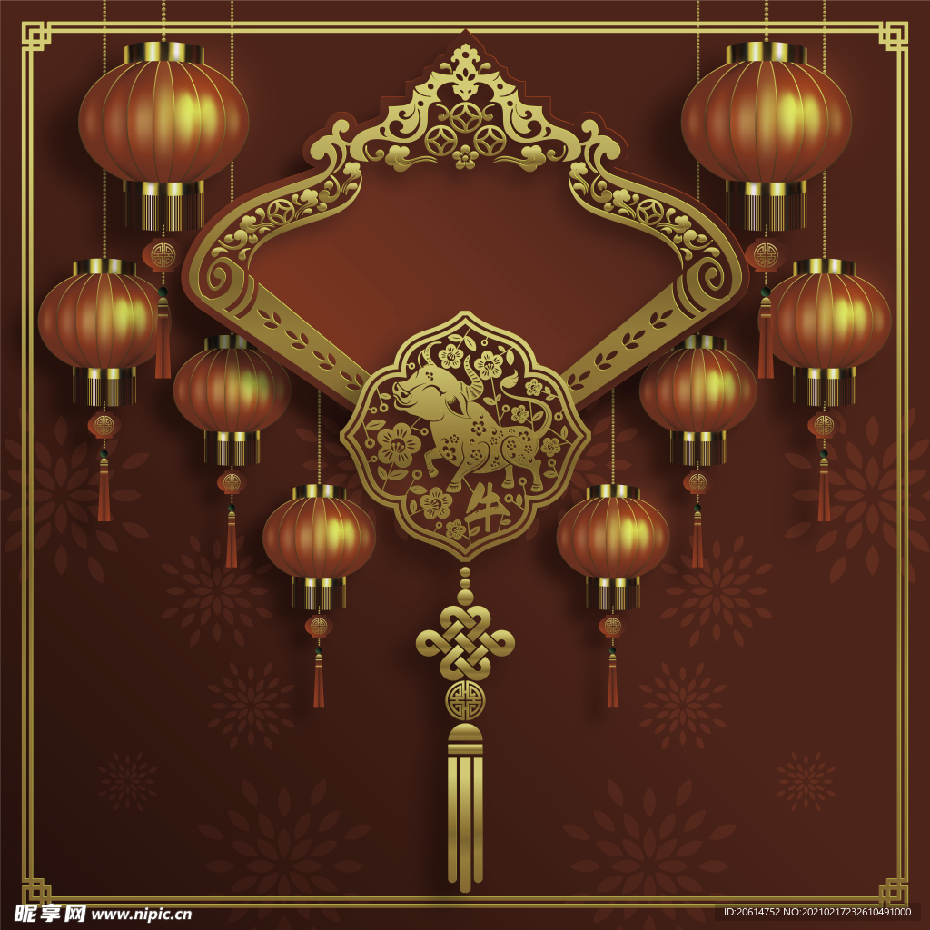 中国风牛年大吉创意海报