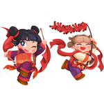 小孩敲锣打鼓放鞭炮