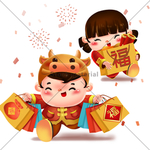 牛衣男孩女孩吉祥物购物