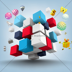 悬空3D立体方格圆球