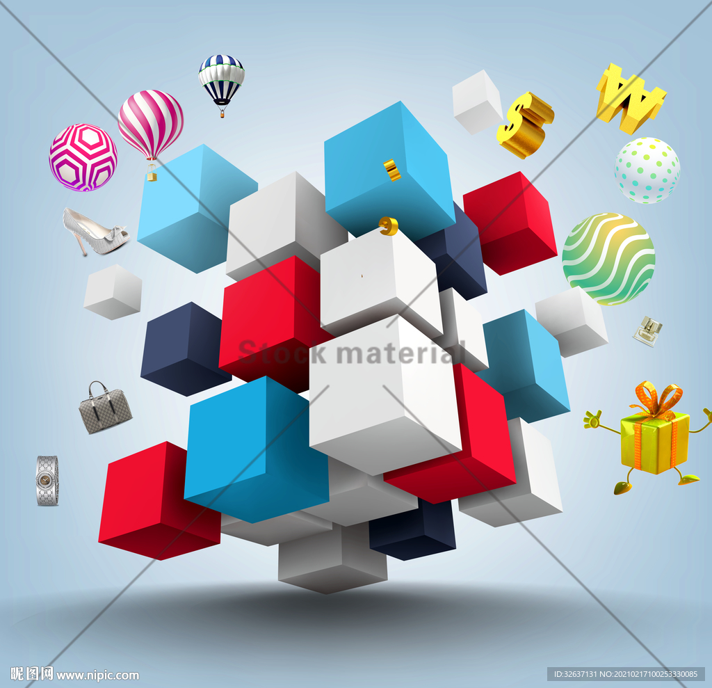 悬空3D立体方格圆球