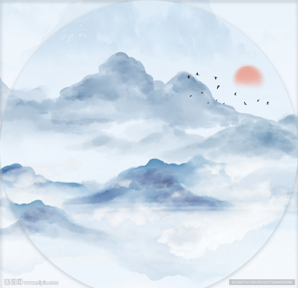 水墨山