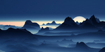 水墨夜晚山水画