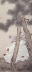 陈之佛国画 青松白鸡