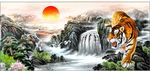 老虎中国背景画