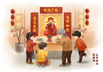 牛年春节插画
