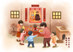 牛年春节插画