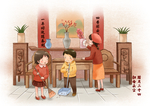 牛年春节插画
