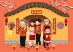 牛年春节插画