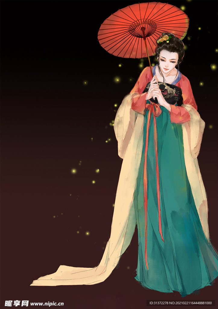 古装帅哥美女插画图片