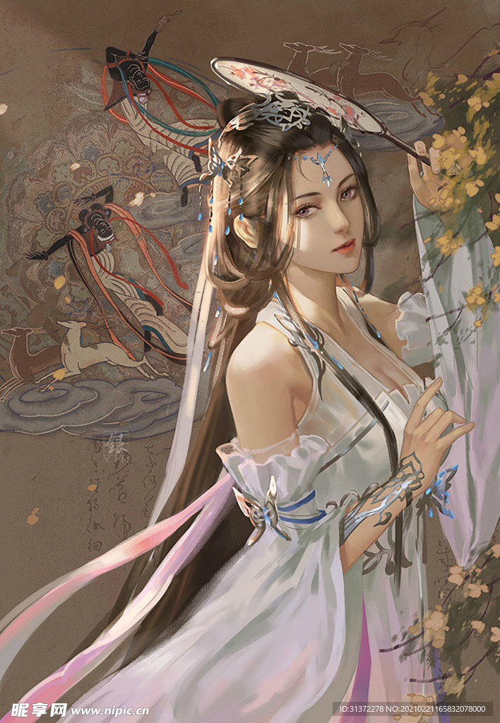 古装帅哥美女插画图片