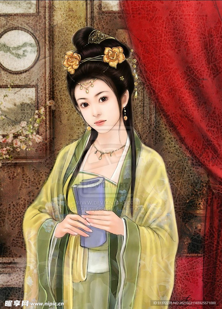 古装帅哥美女插画图片