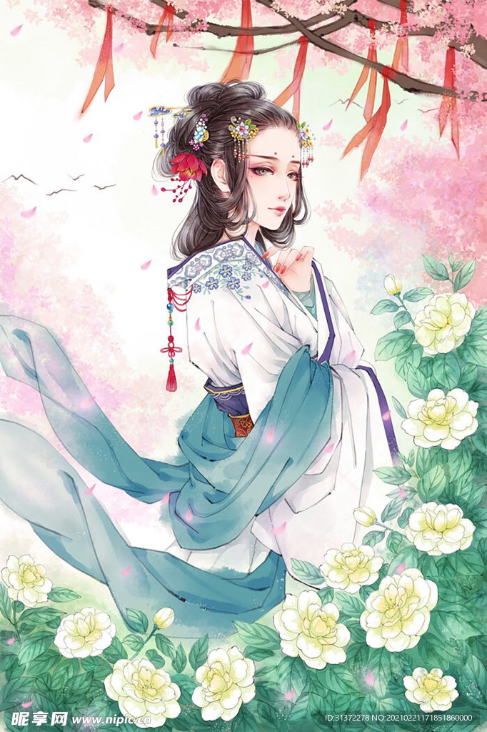 古装帅哥美女插画图片