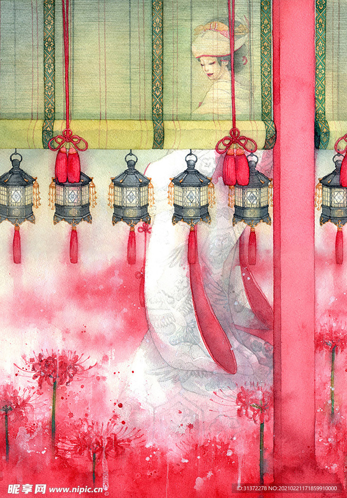 古装帅哥美女插画图片