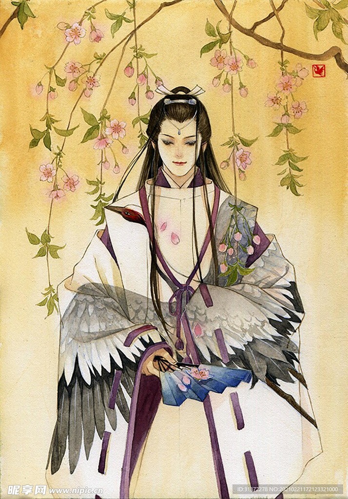 古装帅哥美女插画图片