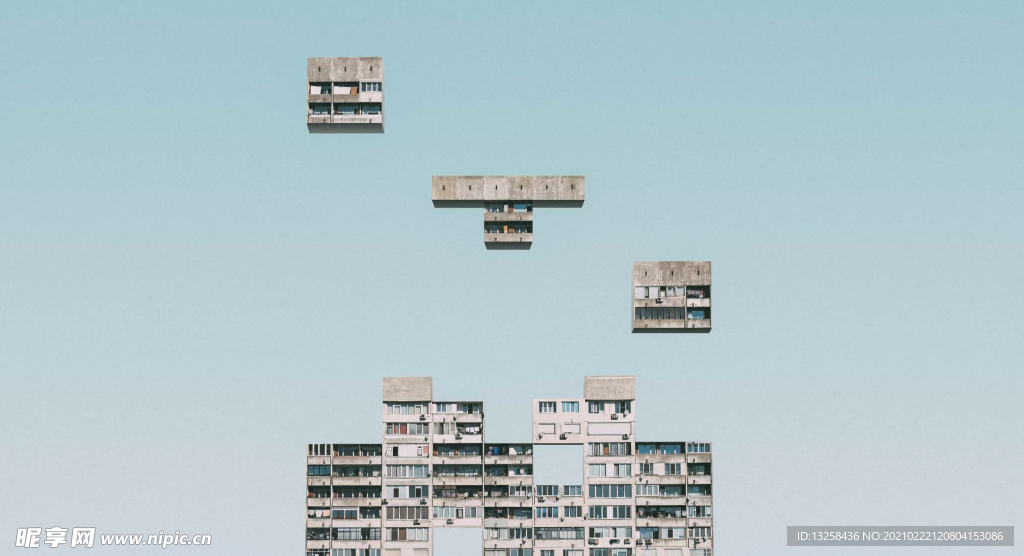 彩色建筑方块几何背景