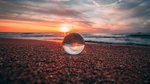 大海沙滩夕阳海浪风景