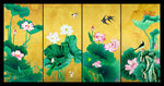 荷花四条屏