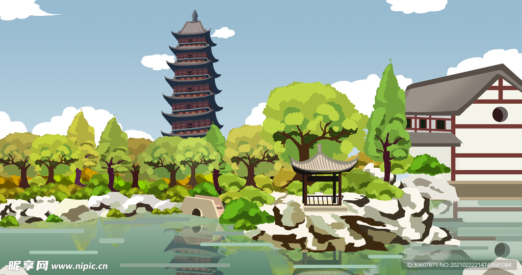 古典插画建筑