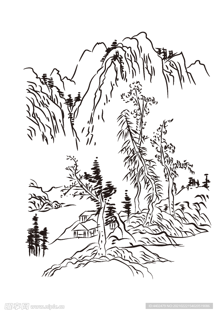 描摹山水画