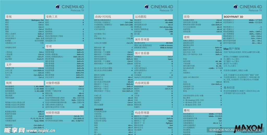 C4D快捷键大全 C4D工具