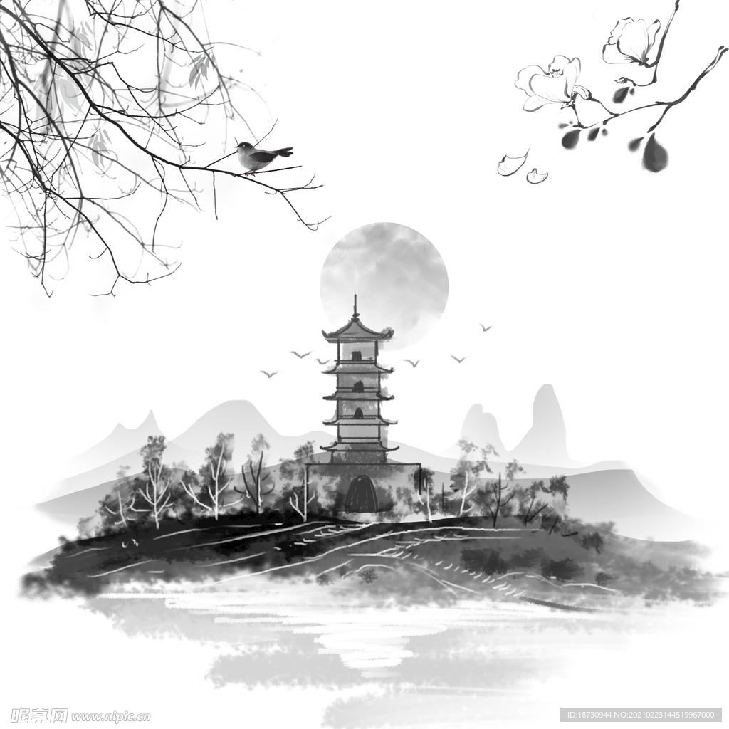 水墨画 分层