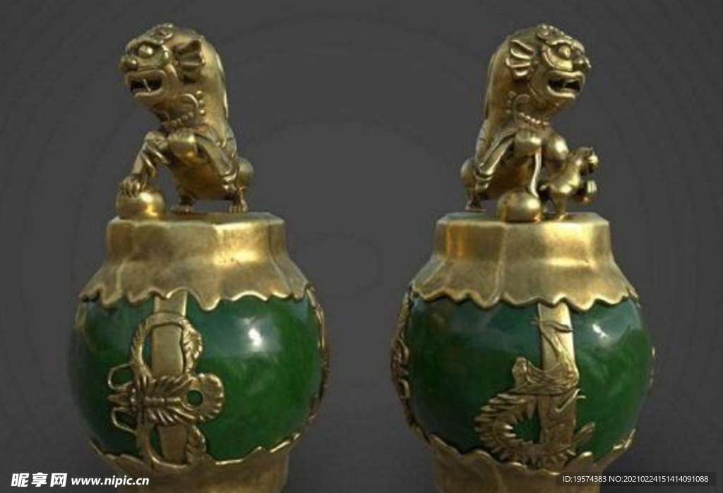 3Dfbx模型狮子罐子