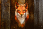 木板画 狐狸