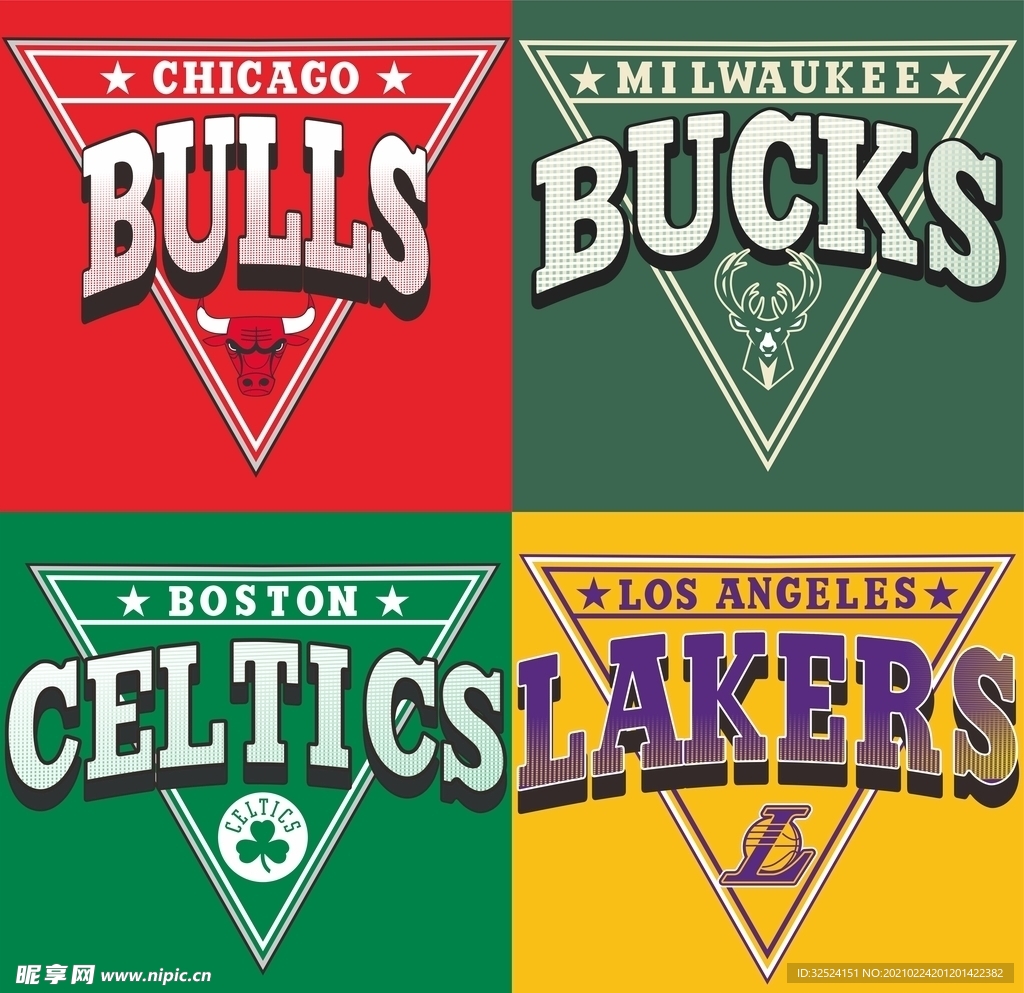 NBA官方各队衣服印花logo