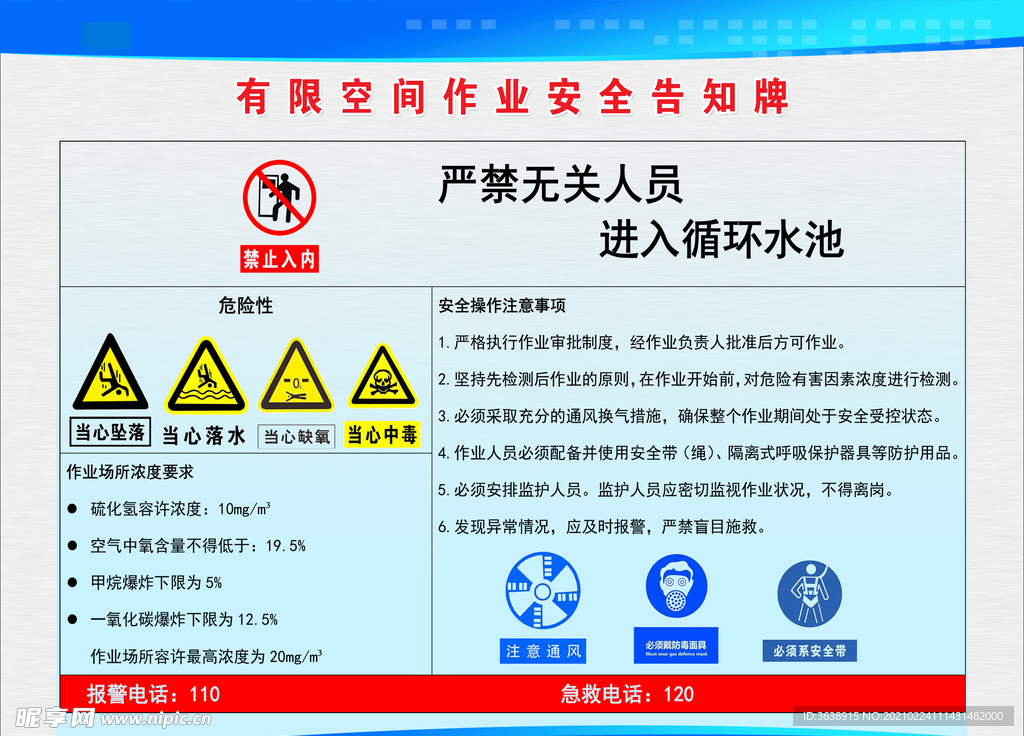 有限空间作业告知牌