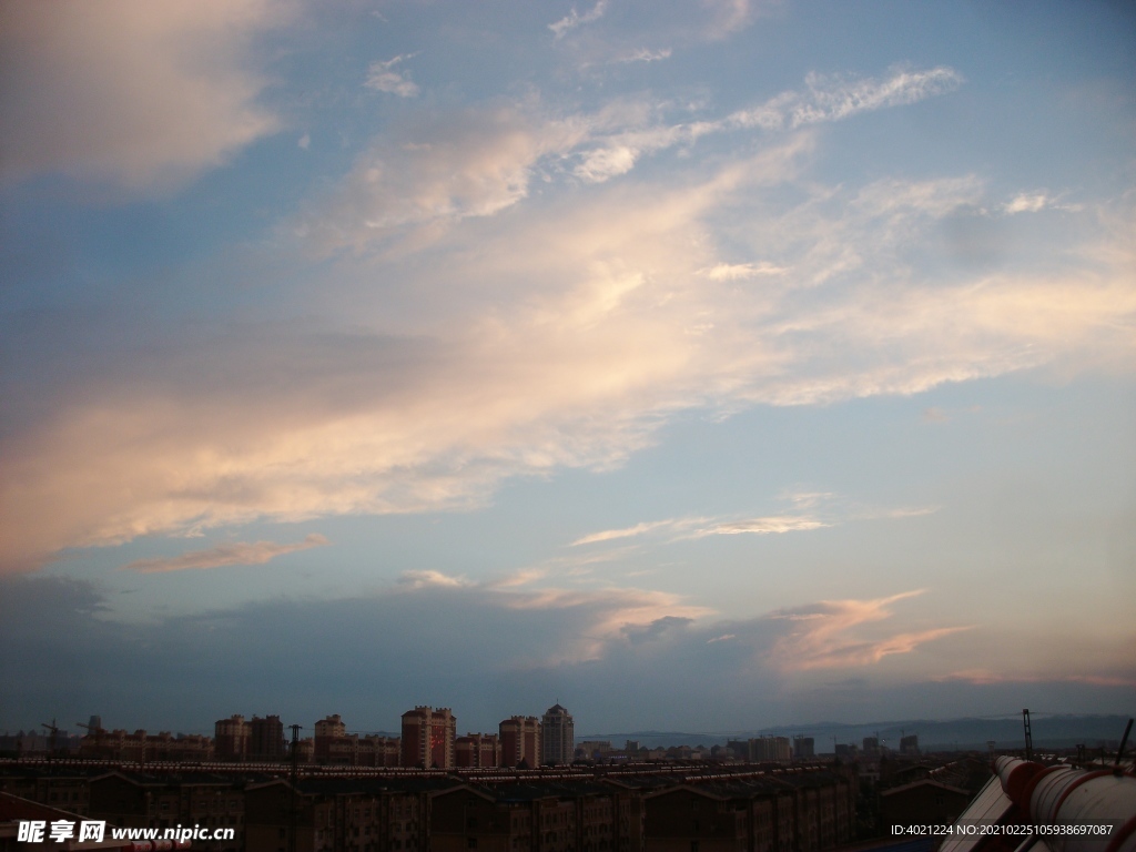 夕阳 天空 蓝天 彩霞 云彩