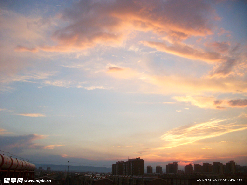 夕阳 天空 蓝天 彩霞 云彩