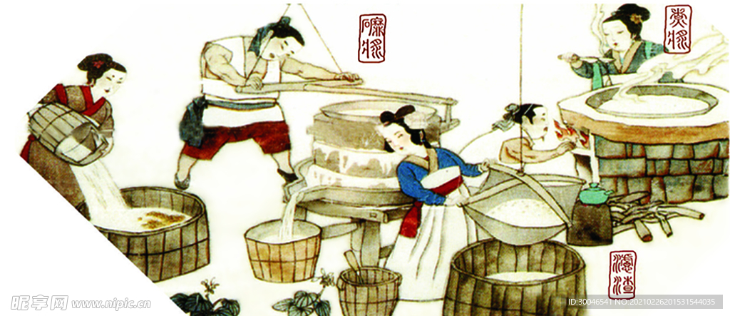 古代作坊插画