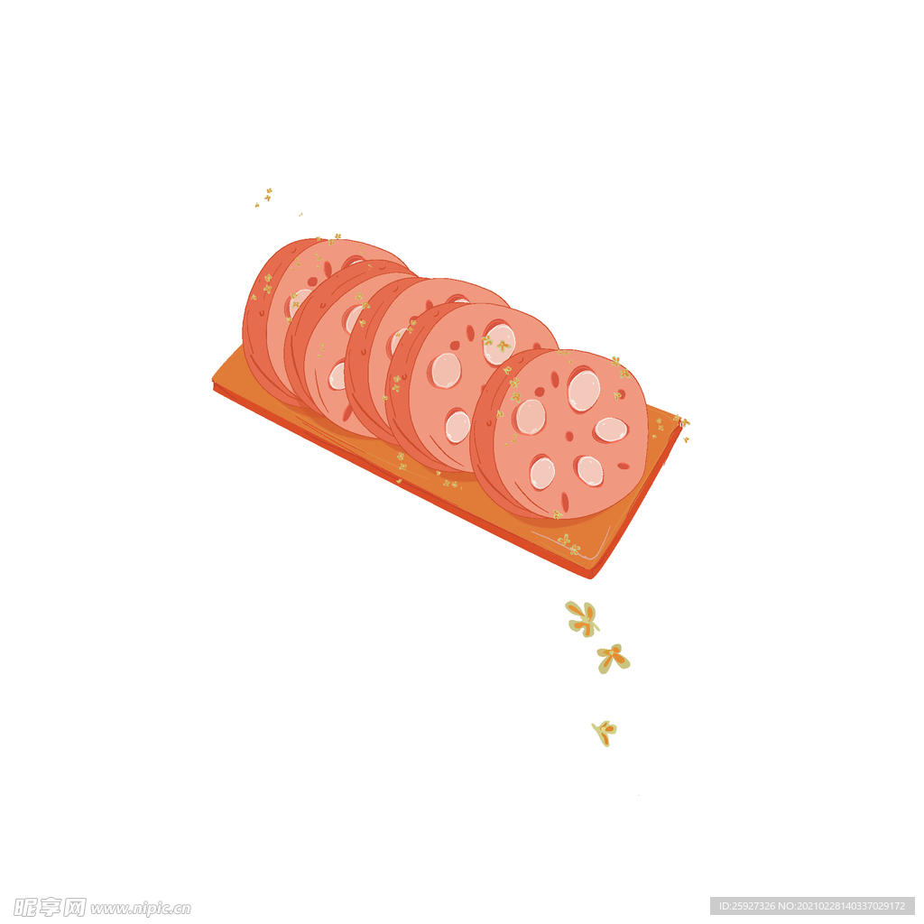 桂花甜藕亚洲美食手绘