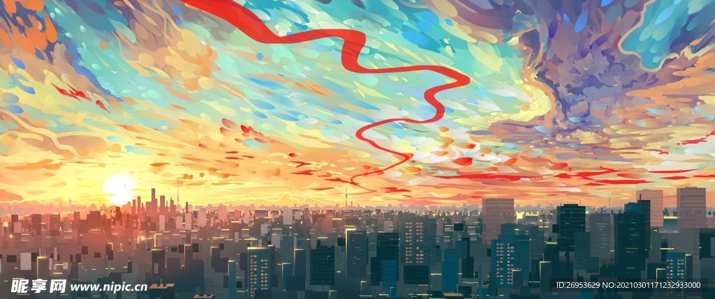 城市日出